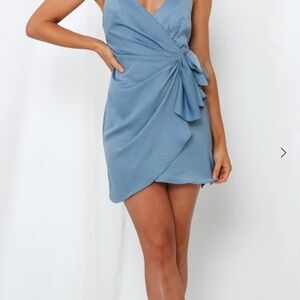 Elegant Blue Wrap Dress